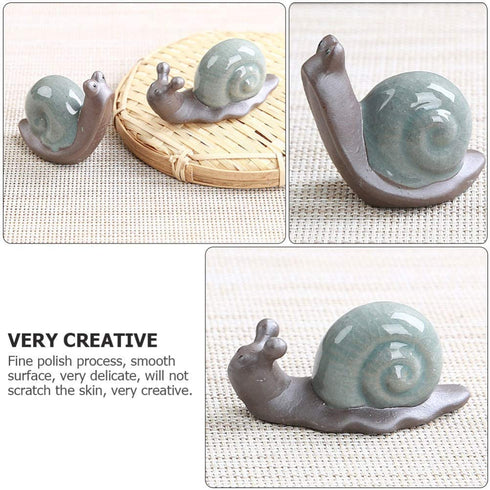 Amosfun 2Pcs Snail Figurine Ceramic- Miniature Snail Ornament - Miniature Cats Minifigures Unicorn Figurines Decor Figurine -Tea Table Ornament Mini Retro Creative -Decor Snail Figurine Ornament