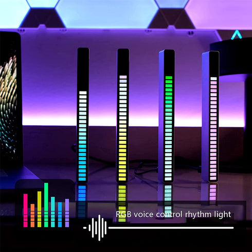Voice Control Wireless Stereo Music Spectrum LED Light Audio Level Indicator Pickup Rhythm for Car Player Atmosphere Bedroom Ambient Lighting (40 LED Black)