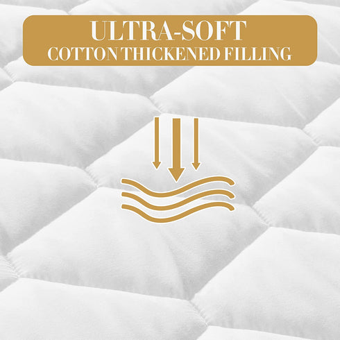 Twin XL Size Quilted Fitted Waterproof Mattress Pad, Breathable Mattress Protector, Premium Soft Filling Noiseless, 8-21 Inches Deep Pocket Mattress Cover (White)