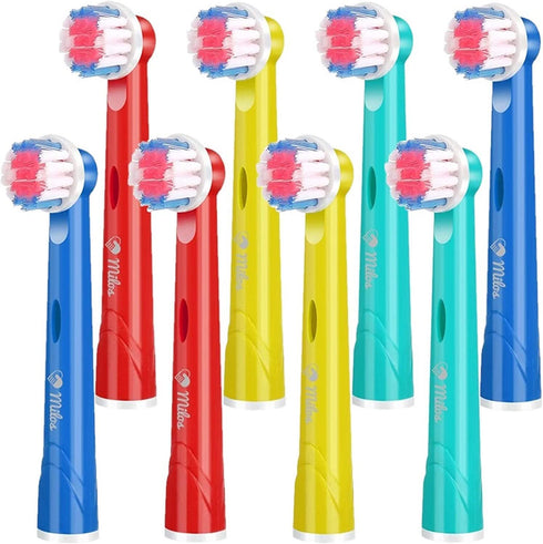 Milos Electric Toothbrush Replacement Heads for Kids Oral B Compatible Pack of 8, Extra Soft Bristles, Fits for Electric Braun brush heads, refill for Vitality Precision Sensitive White, Clean Triumph