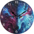 KUWT Galaxy Wolf Wall Clock Silent Non-Ticking, 9.5 Inch Round Wall Clock Battery Operated Wolf Clock Decor for Boys Room Home Wall Bathroom Kitchen Bedroom Living Room Office Classroom Patio