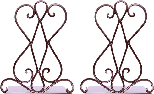 Anwenk Vintage Bookends Book Ends Bronze Heavy Duty Book Holders Long Base Luxury Art Retro Antique Style, w/Felt Pads to Protect Bookshelf Bookcase, Bronze