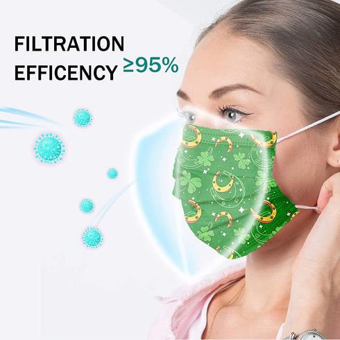 50 Pcs Happy Holidays Disposable Masks for Adults 3-Ply Nonwoven Breathable & Comfortable Gifts for Men Women