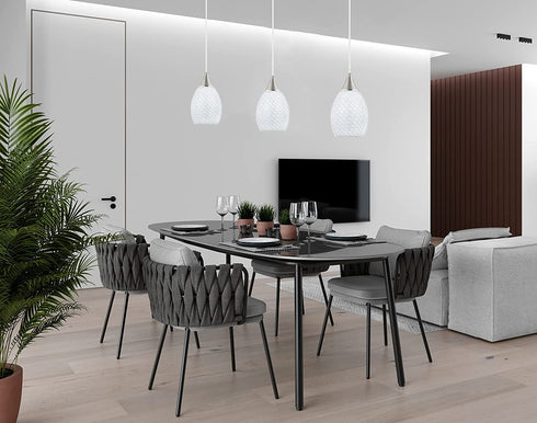 Glassland Pendant Light, 1 Light Kitchen Lighting in Brushed Nickel with White Glass, ETL Listed