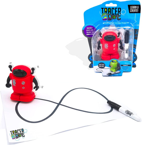 MUKIKIM TracerBot - Blue – Mini Inductive Robot That Follows The Black Line You Draw. Fun, Educational, and Interactive STEM Toy with Limitless Ways to Play! Promotes Logic and Creativity Training