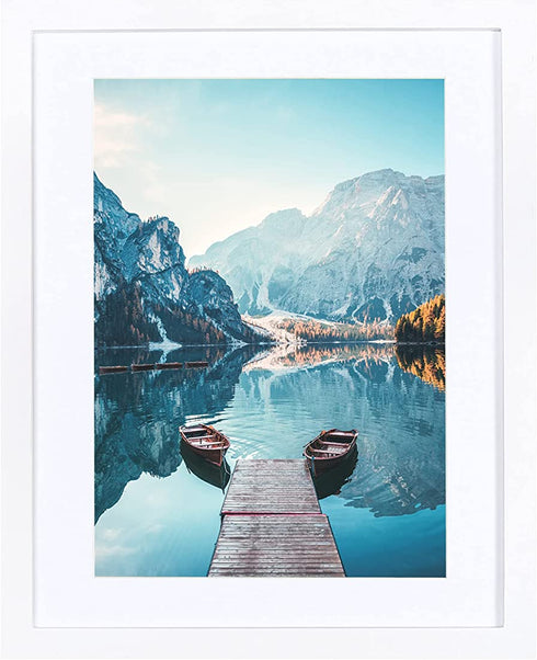 11x14 Picture Frames White Display Picture Frame A4 Solid Wood with Mat Wooden Photo Frame for Wall Hanging or Table Top Home Decoration-11x14 White(1 Pack)