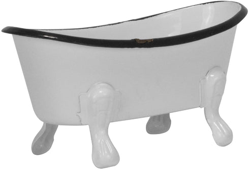 Foreside Home & Garden Black Distressed Rim White Enamel Bathtub Soap Dish