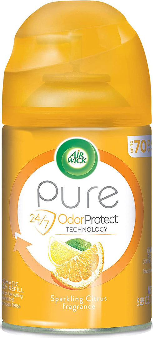 Air Wick Pure Freshmatic Refill Autonmatic Spray, Sparkling Citrus, 5.89 Oz, Air Freshener, Essential Oil, Odor Neutralization, Packaging May Vary