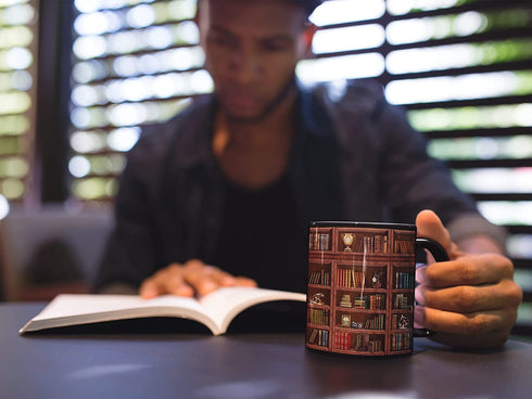 Library Bookshelf Mug Funny Book Mug,Library Mug,Bookshelf Mug,Book Mug,Bookworm Mug Book Lover Gifts,Bookworm Mug,Birthday Gift for Bibliophile For Men Women Ceramic 11-15Oz Coffee Mug (11oz)