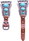 38mm, 40mm, 41mm compatible for Apple Watch Series 8,7,6,5,4, and SE Small Versions, Western Design Faux Turquoise Genuine Leather Band No.9