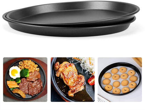 12 Inch Pizza Baking Pan 2 Pack, Middle Size Nonstick Pizza Crisper Apple Pie Pan Oven Baking Tray Platter Heavy Duty Thicken