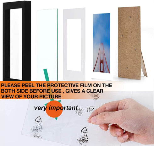 Picture Frames 10x12 Picture Frame Set of 2,Display Pictures 8x10 with Mat or 10x12 Without Mat for Wall or Tabletop Display Gallery Photo Frames,Pre-Installed Wall Mounting Hardware (Black)
