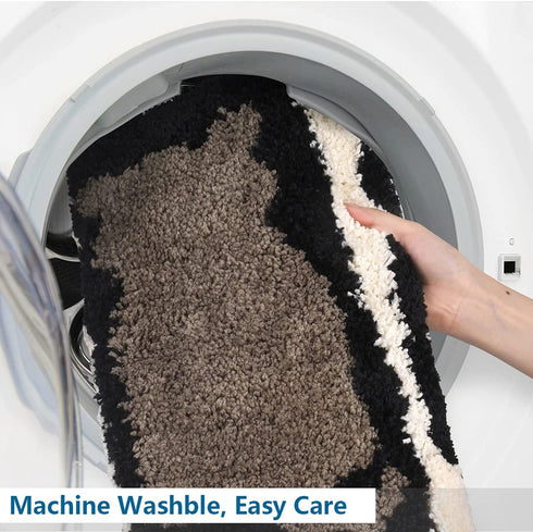 ZebraSmile Cat Bathroom Rug Cute Water Absorb Non Slip Bath Room Rug Soft Microfiber Entryway Doormat for Shower Room Carpet White and Black Bath Mat 17.5 X 25.5 in