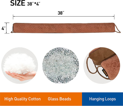 MAGZO Door Draft Stopper 38in Length, Brown Under Door Snake Noise Blocker Sound Proof Door Blocker Air Dust Stopper