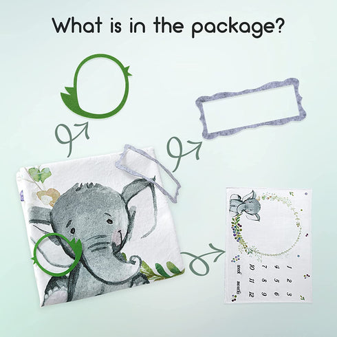 Baby Monthly Milestone Blanket for Boy Girl, Soft Fleece Monthly Photo Blanket, Growth Chart Blanket, Calendar First Year Blanket, Newborn, Birth Announcement Elephant D©cor 40"x60"