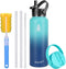 SYACOT 40 oz Stainless Steel Water Bottle, Insulated Double Wall Vacuum Leak Proof Water Flask, Metal Thermo Canteen Mug €”Wide Mouth with 2 Straw Lids(40 oz, Mint/Cobalt)