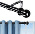 1 inch Black Curtain Rods Set - Stainless Steel Decorative Curtain Rods For Windows,30-56" Heavy Duty Adjustable Curtain Rods for Drapes and Curtains (2 Brackets)