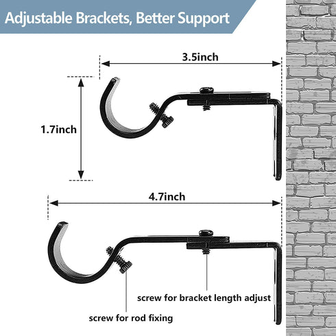 1 inch Black Curtain Rods Set - Stainless Steel Decorative Curtain Rods For Windows,30-56" Heavy Duty Adjustable Curtain Rods for Drapes and Curtains (2 Brackets)