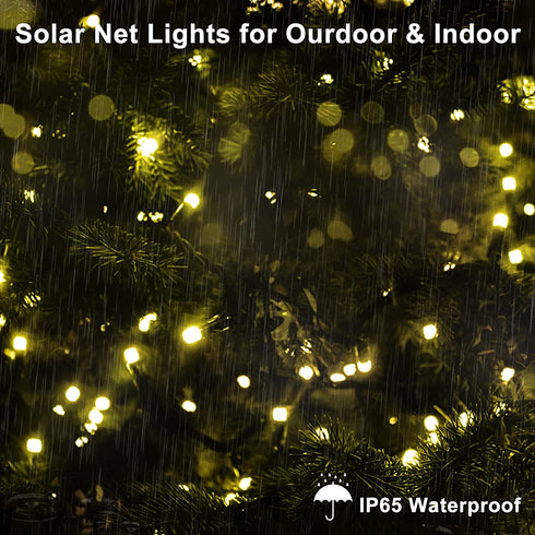 Solar LED Net Lights, 5.9Ft x 3.9Ft 120 LED Mesh Lights with 8 Modes, IP65 Waterproof Fairy Fence Lights for Outdoor Fence Garden Backyard Wedding Party (Warm White)