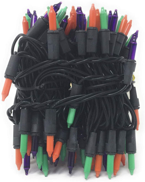 100 Ct Halloween String Light Set, Orange, Green, Purple, Black Cord