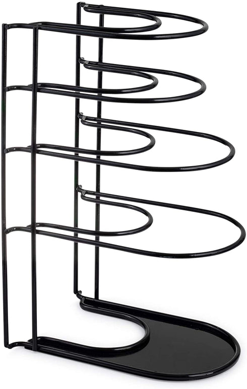 Heavy Duty Pan Organizer, Extra Large 5 Tier Rack - Holds Cast Iron Skillets, Dutch Oven, Griddles - Durable Steel Construction - Space Saving Kitchen Storage - No Assembly Required - Black 15.4-inch