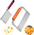 2 Pieces Crinkle Cutters for Vegetable Potatoes Fries Stainless Steel Wavy Slicers Kitchen Crinkle Cutter Knife Chipper Salad Chopping Cucumber Carrot Fruit