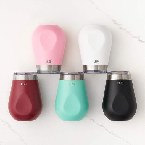 HOST REVIVE Travel Vacuum Insulated Wine and Drink Tumbler with Lid Stainless Steel, 10 oz, Pink