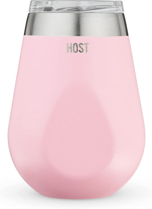 HOST REVIVE Travel Vacuum Insulated Wine and Drink Tumbler with Lid Stainless Steel, 10 oz, Pink