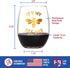 Bee Day - Funny Birthday Stemless Wine Glass for Women and Men - Bumblebee Bday Gifts Party Decor - Large 15 oz - Gold