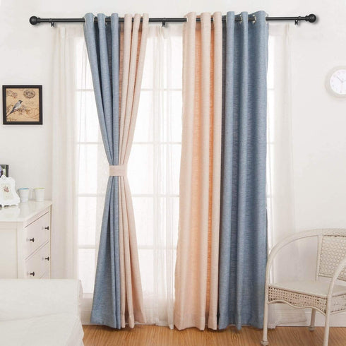 Yun Nephele Adjustable Window Curtain Rods 36-72 inches Matte Black, Classic Ball Finial Design Curtain Rod Set, Single Metal Iron Drapery Rod, 1 inch Heavy Duty Curtain Rod