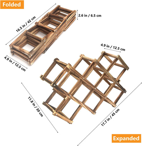 Callenbach Wine Rack Countertop, Wine Bottle Holder Table Wine Racks Freestanding Floor, Wooden Foldable 10 Bottles Wine Storage for Wine Cabinet, Home Kitchen, Dining Room, Pantry, Wine Cellar, Bar