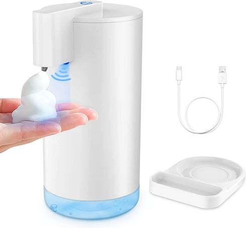 Touchless Automatic Foaming Soap Dispenser: YISH Electric Countertop Soap Dispenser Rechargeable Hands-Free Soap Dispenser Infrared Motion Sensor Non-Touch Foam Soap Dispenser for Bathroom & Kitchen