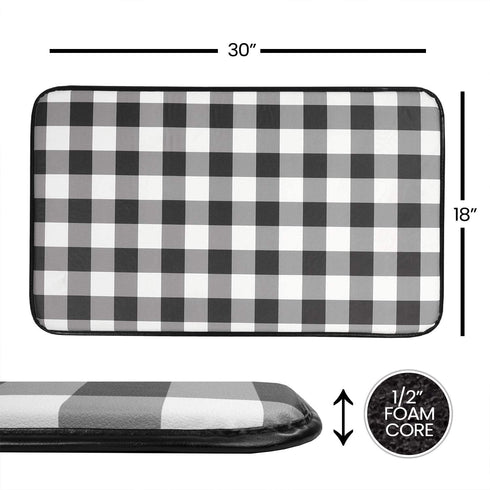 Sweet Home Collection Kitchen Floor Mat Memory Foam Anti Fatigue Durable Non Skid Rug for Long Standing Comforter, 30" x 18", Buffalo Check Black/White