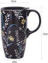 TZSSP Coffee Ceramic Mug Porcelain Latte Tea Cup With Lid 17oz. Black
