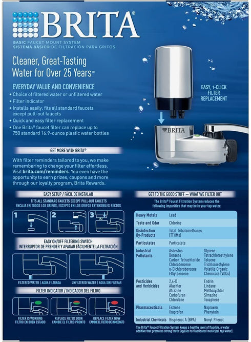 Brita Basic Faucet Water Filter System, Chrome, 1 Count