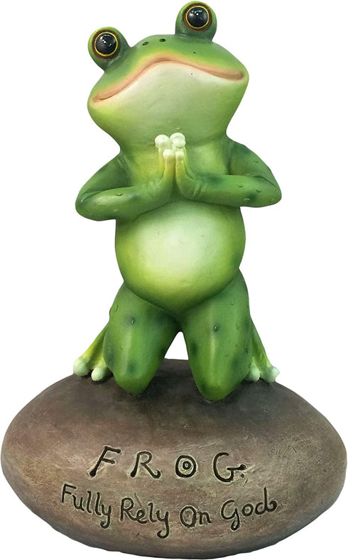 DWK Praying Frog Outdoor Garden Statue | Religious Novelties Outdoor Frog Statues | Garden Meditation and Garden Frogs Decor | Inspirational Figurines - 6.5"