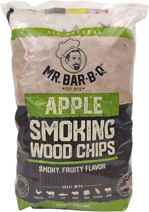 Mr. Bar-B-Q 05012 Wood Smoker Chips (Apple) | Smoky & Fruity Flavor | Made from 100% Hardwood | All Natural Apple Wood Chips | 1.6 Pound Bag