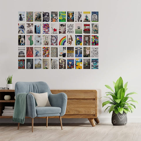 Sumairu Aesthetic Picture Collage Kit for Wall 50 Pcs Street Art Pictures for Wall Collage | Premium Aesthetic Photo Collage Kit for Bedroom Wall Art Decor | 4 x 6-inch Postcards