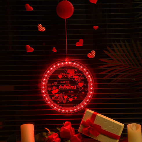 Valentine's Day Lighted Window Decorations, 8.2 inch Valentines Window Lights Battery Operated, Backdrop String Lights for Windows Bedroom Party Holiday Wall Decorations (Heart Style)