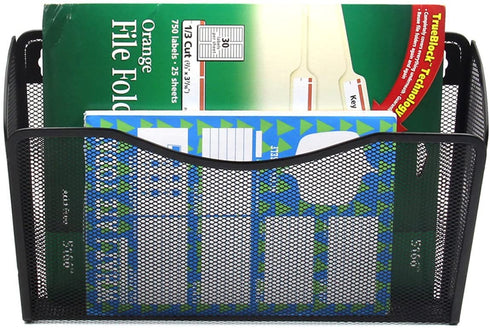 EasyPAG Hanging File Organizer Mesh 3 Single Pockets Wall File Holder Office Document Magazine Folder Rack ,Black