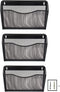 EasyPAG Hanging File Organizer Mesh 3 Single Pockets Wall File Holder Office Document Magazine Folder Rack ,Black