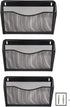 EasyPAG Hanging File Organizer Mesh 3 Single Pockets Wall File Holder Office Document Magazine Folder Rack ,Black