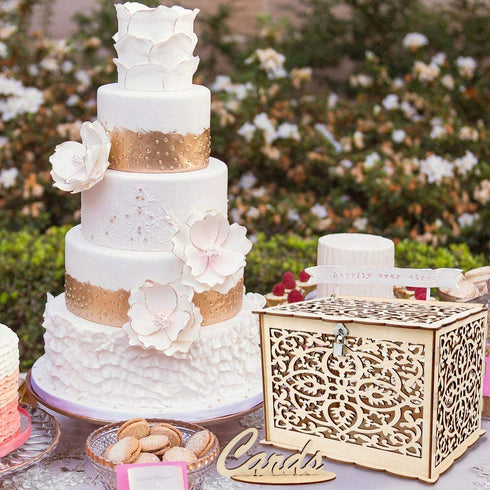 Aytai DIY Rustic Wedding Card Box with Lock and Card Sign Wooden Gift Card Box Money Box for Reception Wedding Anniversary Baby Shower Birthday Graduation Party Decorations