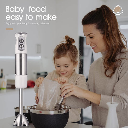 Doilza 5 in 1 Immersion Hand Blender Handheld For Kitchen BPA-Free, White