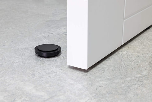 EVI | Adhesive Doorstop | 1.37'' X 0.55'' | Natural Silicone Black Rubber | Stainless Steel | Black Lacquered | Great Adherence | 100% Functional | Mod. I-203x12