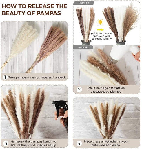 80Pcs Boho Home Decor Dried Flowers Arrangements, Nature Dried Pampas Grass Decor 17.32 Inch Small Pompous Grass Floral Reed Lagurus Ovatus Bunny Tail Grass Bouquet Bulk
