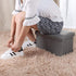ZLY Folding Stool Storage Ottoman Polyester Fabric Linen Foot Rest Seat Clutter Collection 16"x10"x10"