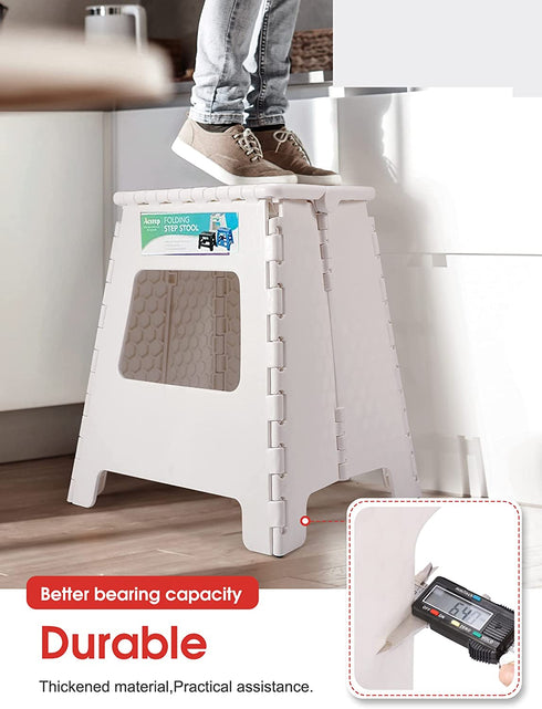 ACSTEP 16? Folding Step Stool for Adults 1-Pack, Adults Holds Up to 330 lbs . Compact Plastic Foldable Steping Stool Great for Kitchen ?Home (White)
