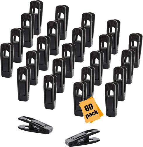 Regilt 100 Pack Plastic Finger Clips for Hanger Multi-Purpose Washing Clothes Pins Strong Pinch Grip Clips for Slim Line Baby Clothes, Velvet Clothing, Pants, Skirt (Black, 60)