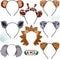Jungle Safari Zoo Animals Headbands Birthday Party Favor Monkey Rhinoceros Elephant Lion Giraffe Tiger Zebra Leopard Hair Hoop for Kids Adults